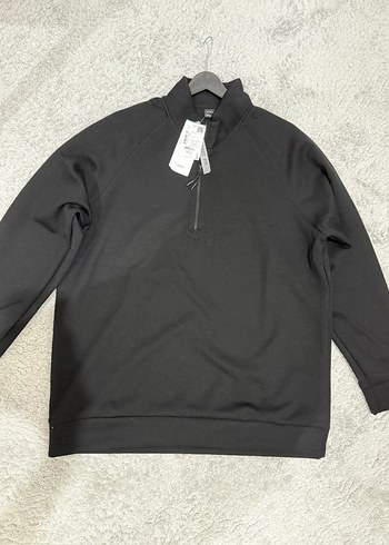 Erkek Siyah Yarım Fermuarlı Yüksek Yaka Sweatshirt - Görsel 4