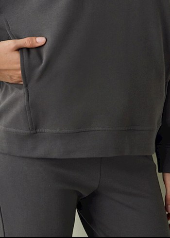 Gri Kadın Salaş Sweatshirt Eşofman Takım - Görsel 2