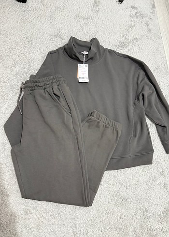 Gri Kadın Salaş Sweatshirt Eşofman Takım - Görsel 9