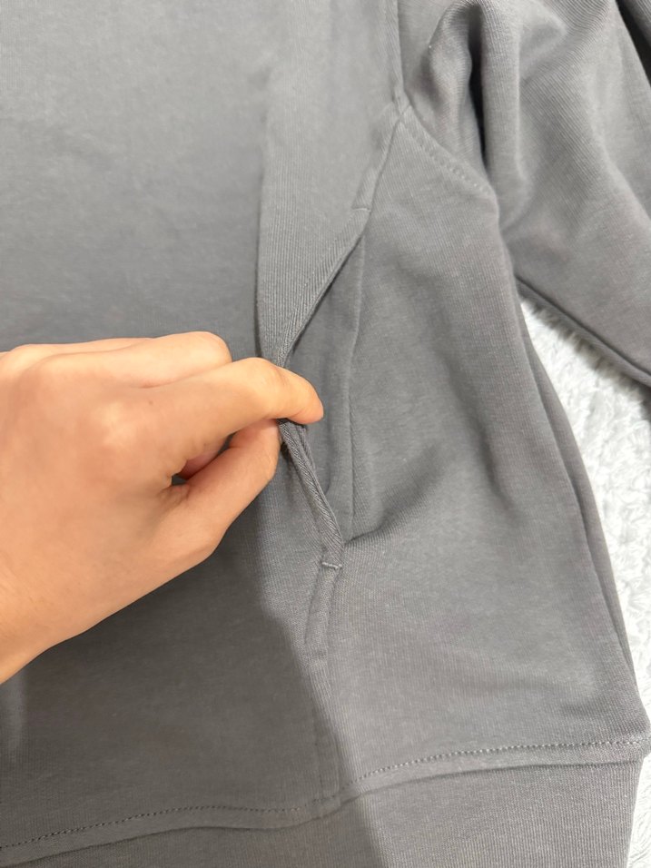 Gri Kadın Salaş Sweatshirt Eşofman Takım - Görsel 4