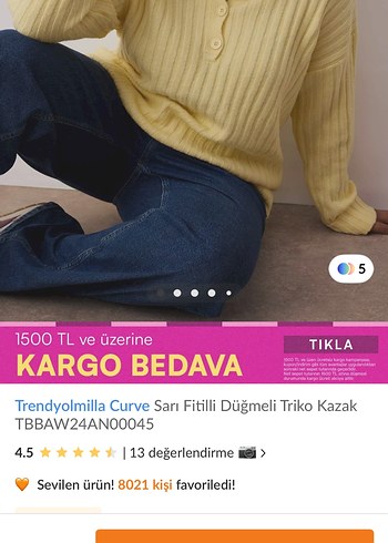 Sarı Düğmeli Pamuklu Kadın Kazak - Görsel 2