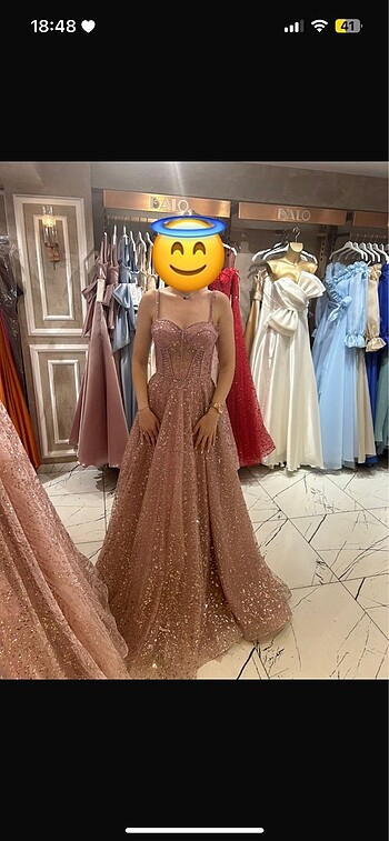 Pembe abiye elbise