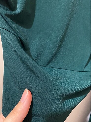l Beden yeşil Renk Dekolte Crop Bluz