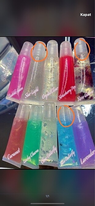 3 adet lip gloss star light butterfly rose