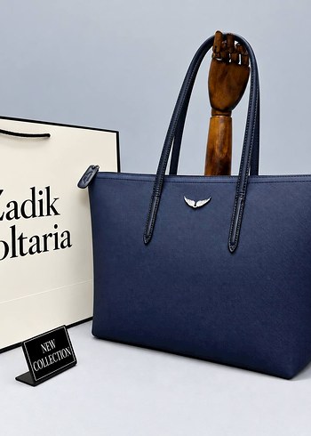 Zadig & Voltaire Sik Lacivert Deri Omuz Cantasi