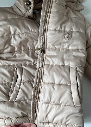 Kız Çocuk Bej Kapüşonlu Mont - Görsel 8