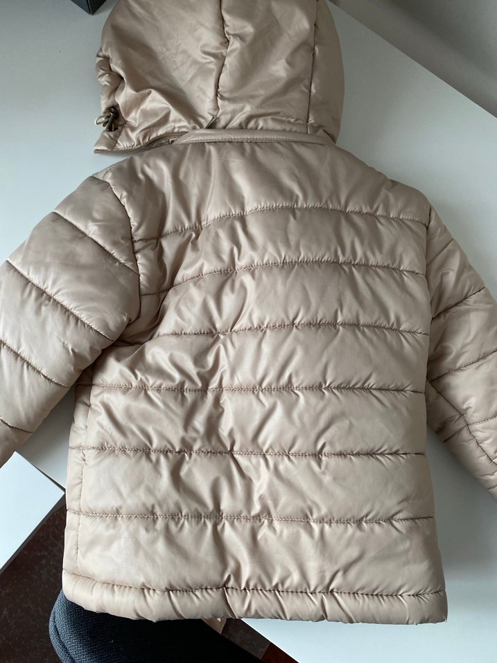 Kız Çocuk Bej Kapüşonlu Mont - Görsel 2