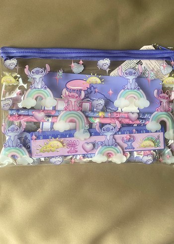 Pastel Renkli Çocuk Okul kırtasiye set STITCH - Görsel 4