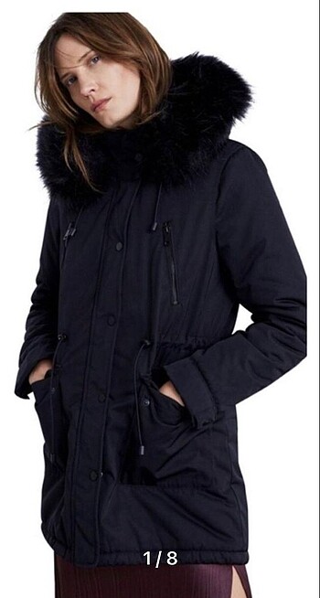 ZARA WOMEN SİYAH KÜRKLÜ KAPÜŞONLU PARKA????