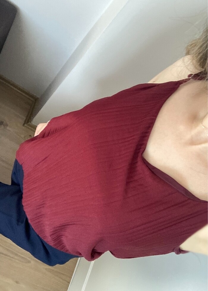 Bordo crop bluz - Görsel 2