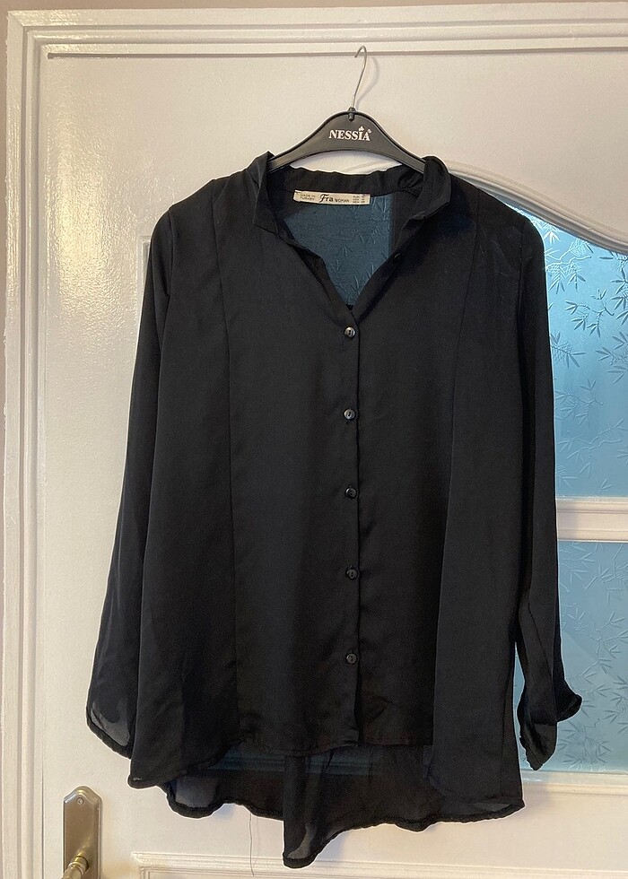 Siyah şifon gömlek - Görsel 3