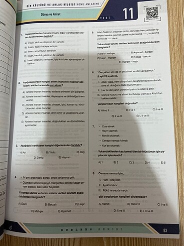  Beden Kronometre yayınları tyt ayt din kültürü ve ahlak bilgisi dublek