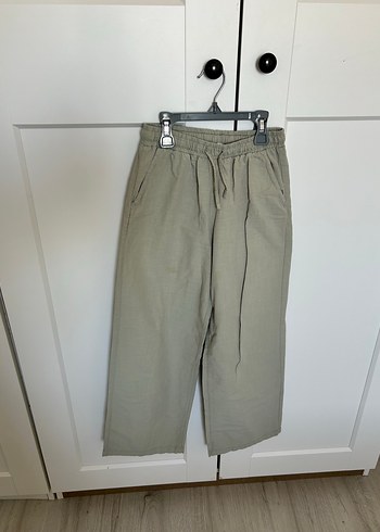 Keten Beli Kemerli Rahat Kesim Pantolon
