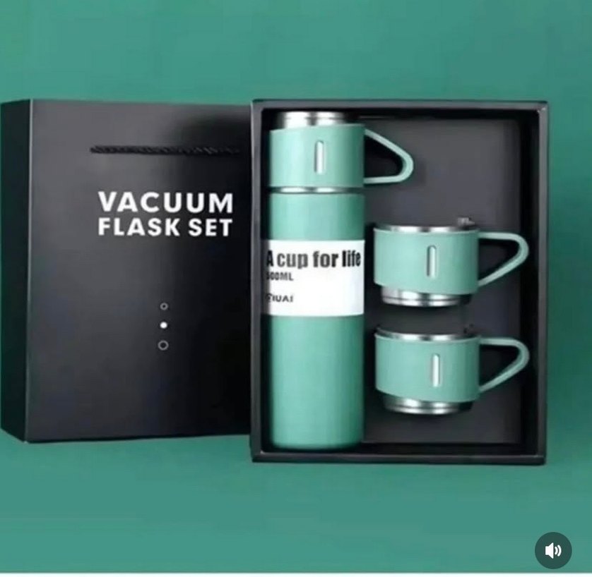 3 Bardaklı Paslanmaz Termos - Görsel 2