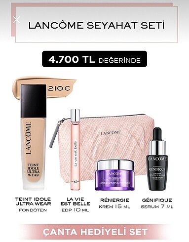 Lancome teint idole fondöten çanta parfüm hediye seti ve Philips