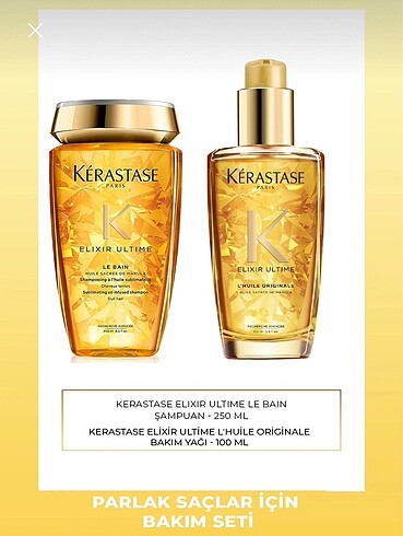 Kerastase elixir şampuan + yağ seti
