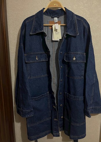 H&M Kadın Mavi Kot Ceket, Kuşaklı, Salaş Kesim - Görsel 9