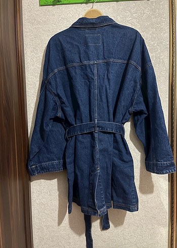 H&M Kadın Mavi Kot Ceket, Kuşaklı, Salaş Kesim - Görsel 7