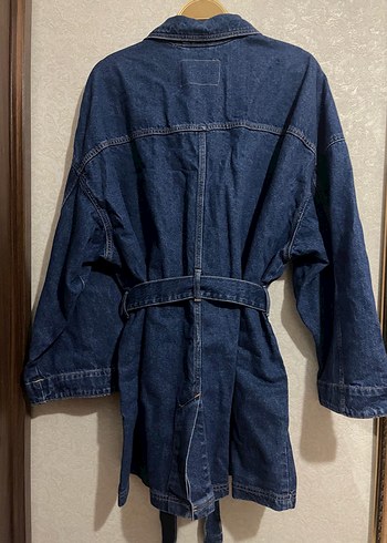 H&M Kadın Mavi Kot Ceket, Kuşaklı, Salaş Kesim - Görsel 5