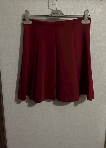 Bordo Pilili Mini Etek - Görsel 3