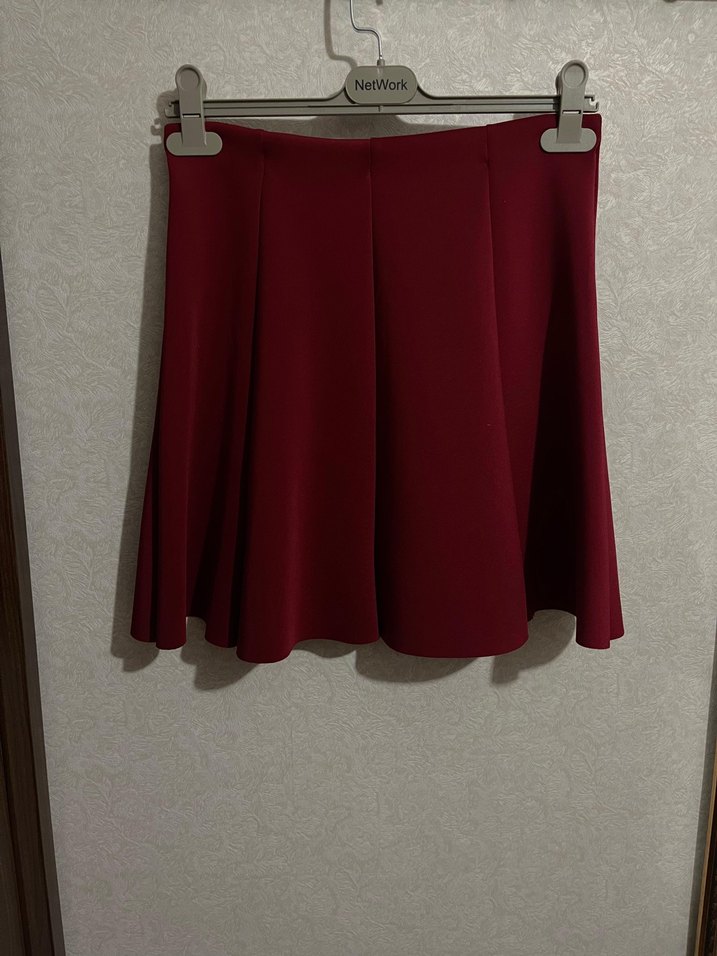 Bordo Pilili Mini Etek - Görsel 3