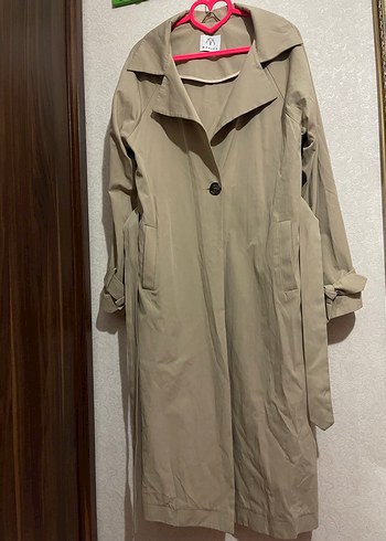 MANUKA Bej Uzun Kadın Kemerli Trençkot M-L - Görsel 4