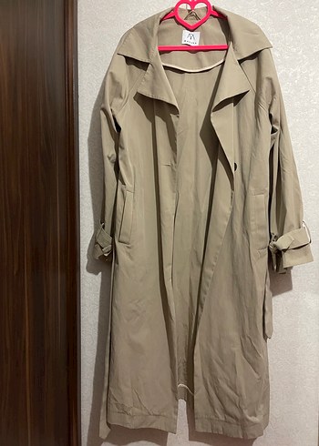 MANUKA Bej Uzun Kadın Kemerli Trençkot M-L - Görsel 3