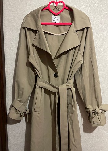 MANUKA Bej Uzun Kadın Kemerli Trençkot M-L - Görsel 2