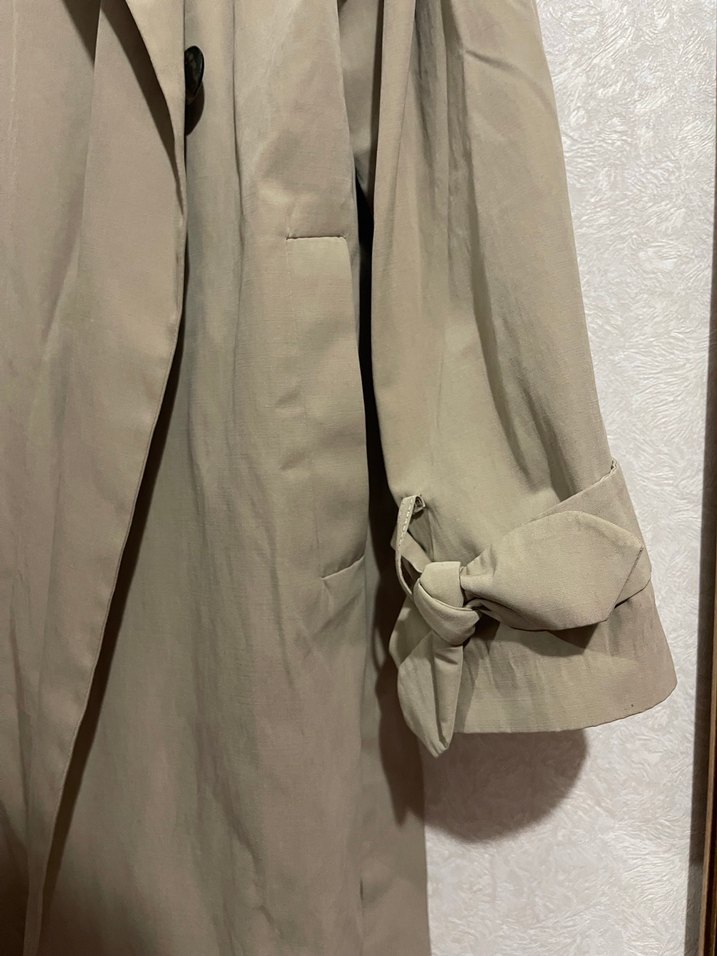 MANUKA Bej Uzun Kadın Kemerli Trençkot M-L - Görsel 5