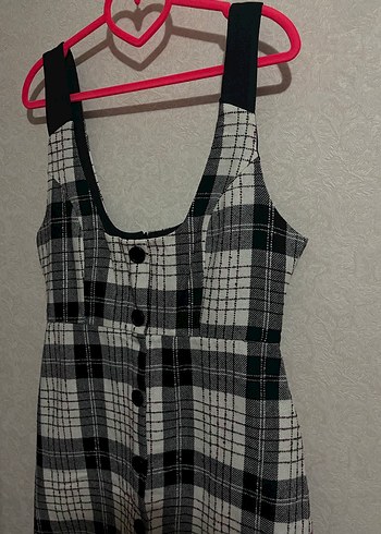 Ekose desenli mini jile elbise - Görsel 2