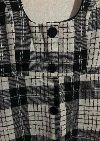 Ekose desenli mini jile elbise - Görsel 4