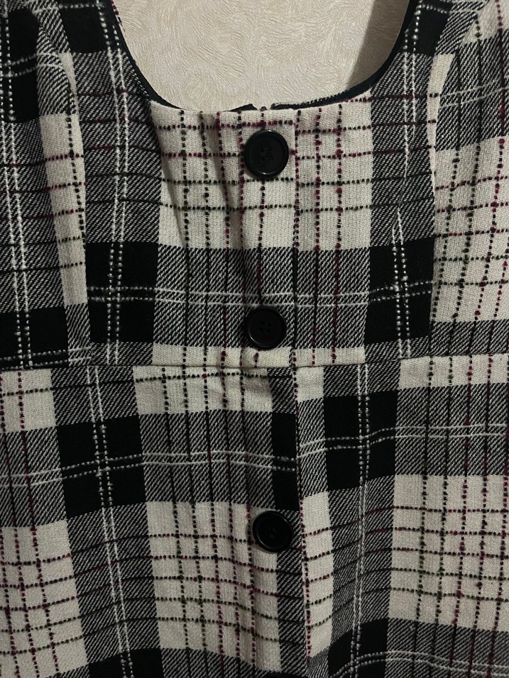 Ekose desenli mini jile elbise - Görsel 4