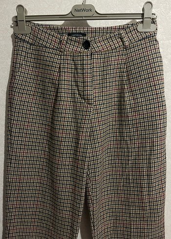 Kışlık Ekose Desenli kahverengi Kumaş Pantolon - Görsel 2