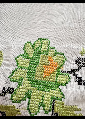 Nakışlı Beyaz Mutfak Havlusu - Görsel 4