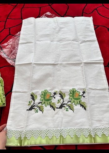 Nakışlı Beyaz Mutfak Havlusu - Görsel 2