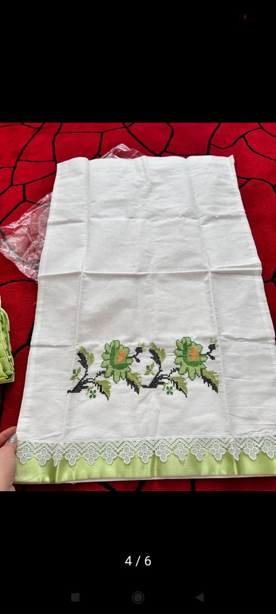 Nakışlı Beyaz Mutfak Havlusu - Görsel 2