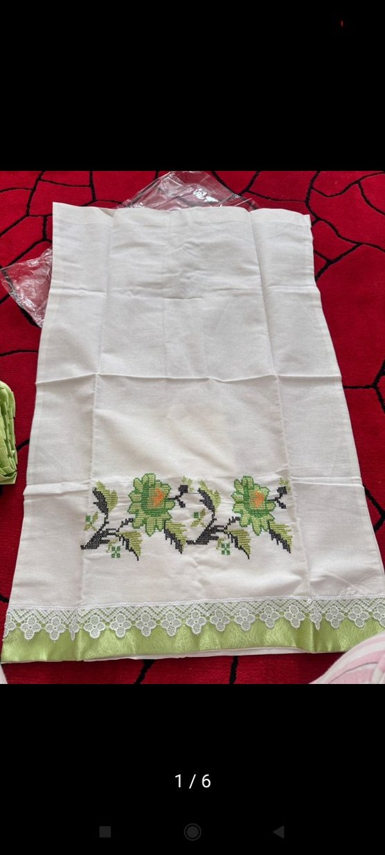 Nakışlı Beyaz Mutfak Havlusu - Görsel 3