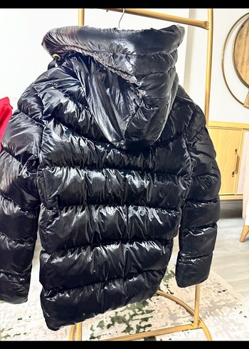 Siyah Mini Şişme Kadın Mont - Görsel 4