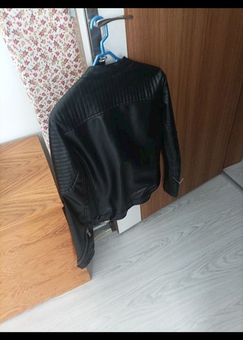 Siyah Parlak Deri Biker Ceket K - Görsel 7