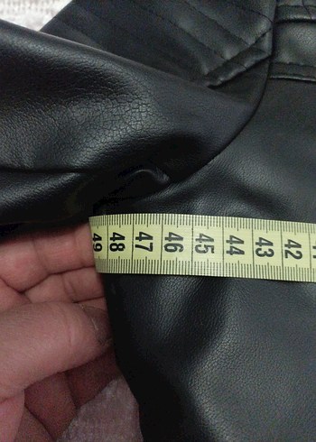 Siyah Parlak Deri Biker Ceket K - Görsel 6