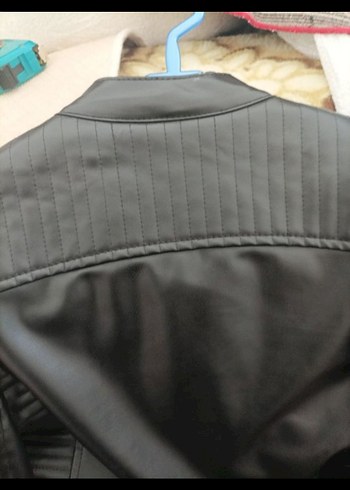 Siyah Parlak Deri Biker Ceket K - Görsel 9