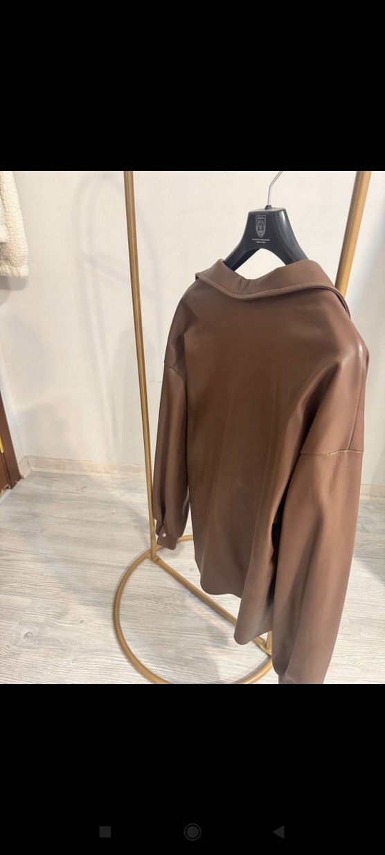 Düğmeli Kahverengi Kadın Deri Ceket - Görsel 4