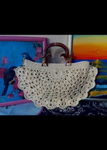 Desenli Dantel Detaylı Örgü Kadın Çanta - Görsel 11