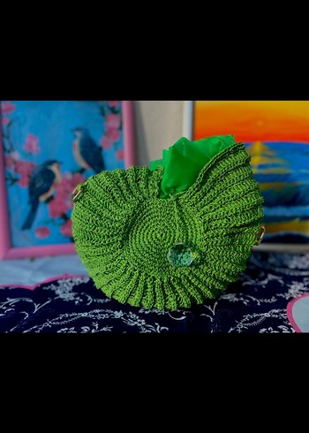 Desenli Dantel Detaylı Örgü Kadın Çanta - Görsel 5