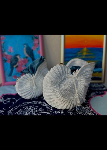 Desenli Dantel Detaylı Örgü Kadın Çanta - Görsel 7