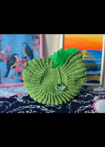 Desenli Dantel Detaylı Örgü Kadın Çanta - Görsel 4