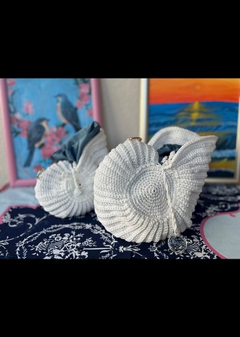 Desenli Dantel Detaylı Örgü Kadın Çanta - Görsel 6