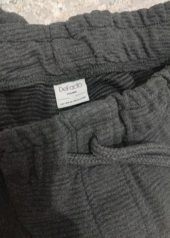 DeFacto Gri Keten Pilili Rahat Kesim Kadın Pantolon