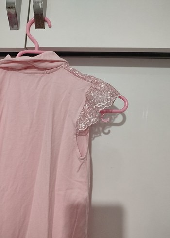 Kız Çocuk Pembe Düğmeli Kısa Kollu Gömlek - Görsel 6