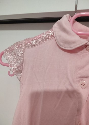 Kız Çocuk Pembe Düğmeli Kısa Kollu Gömlek - Görsel 3